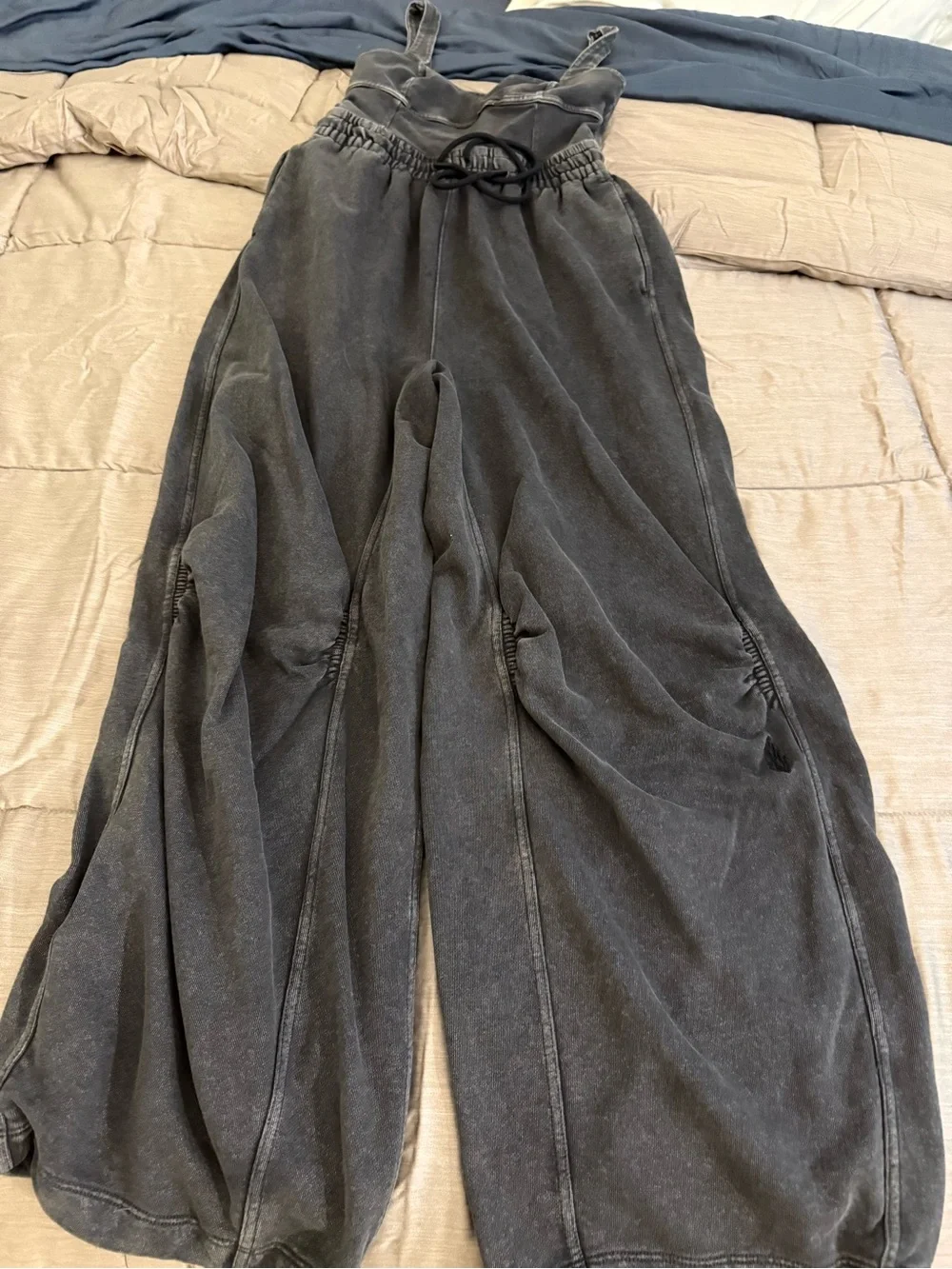 Free People Washed Black Drawstring Jumpsuit